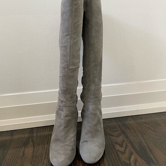 Cole Haan tall suede grey wedge boots. Size 7.5. - Picture 2 of 11